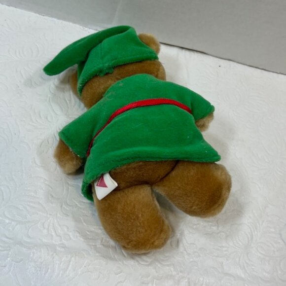 VTG Dakin '88 Mini Elf Bear Sitting Green Outfit Christmas Stuffed Plush Toy 5" - Picture 3 of 9